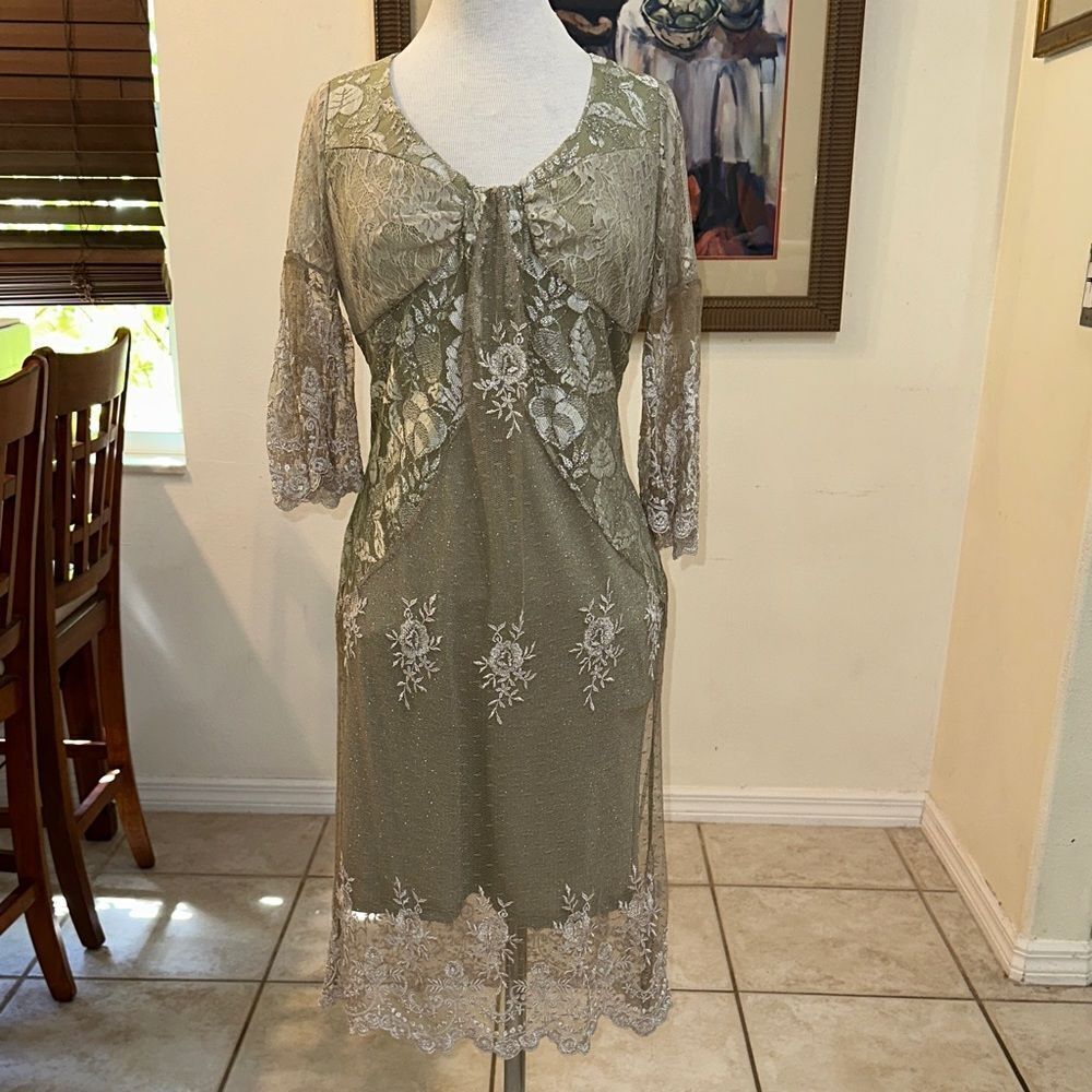 Spencer Alexis Collection Elegant Lace Overlay Dress Size 8